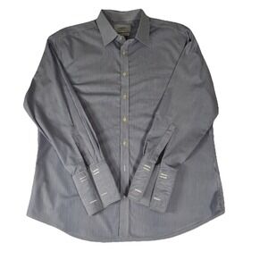 Charles Tyrwhitt Shirt Mens 15.5 33 Blue Non Iron Slim Fit Check French Cuff